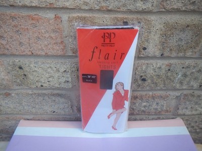 VINTAGE FLAIR PRETTY POLLY TIGHTS BLACK HIPS 36'' TO 42''