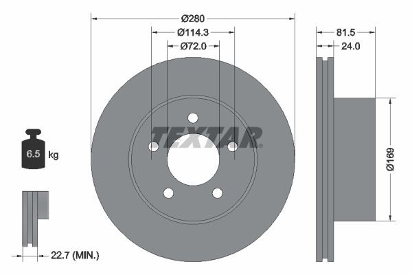 2X Textar Bremsscheibe 92113500 FüR Jeep-image