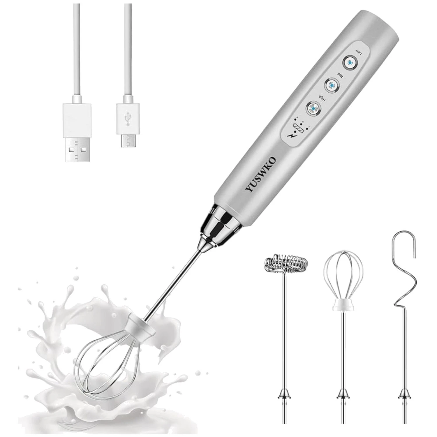 Silver Electric Whisk Drink Foam Mixer - 3 Speeds
Opens in a new window or tab
