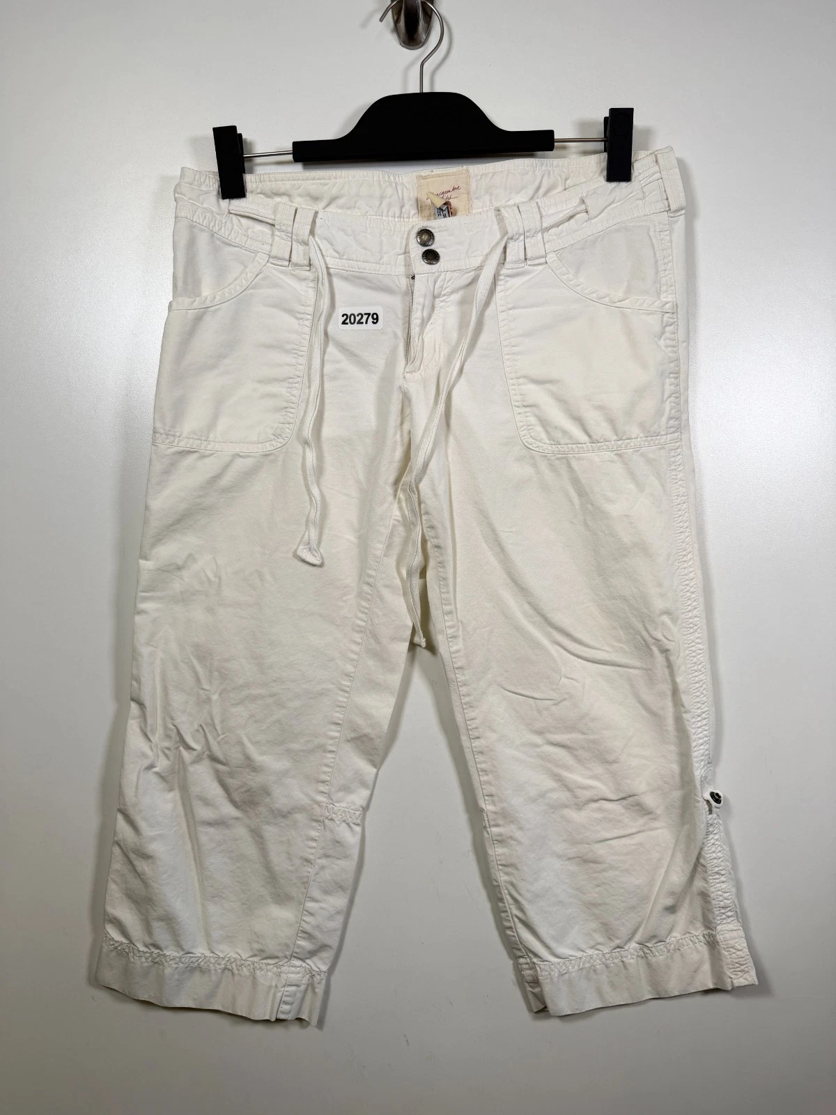 Y2K Abercrombie Fitch Womens Cropped Capri Pants Preppy Drawstring White Size 6