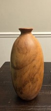 Vintage Hand Turned Polished Maple Burl Wood Vase 7" Artist signed