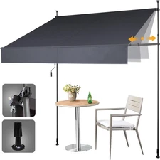 Manual Retractable Awning Polyester 118x118 Inch Adjustable Shade UV Protection