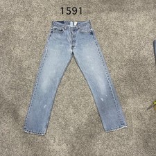 Vintage Levi 501 Jeans Actual 28x29 Light Wash Blue Distressed Made In Mexico