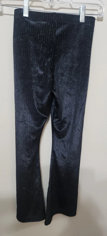 Leggings Acampanados Brillantes Terciopelo Aplastado Azul Marino Antiguo para Niñas Negros Talla M (8) NUEVO Foto 2 de 4