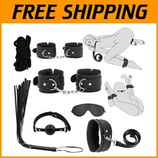 Black BDSM Toy Set: Collar, Cuffs, Blindfold