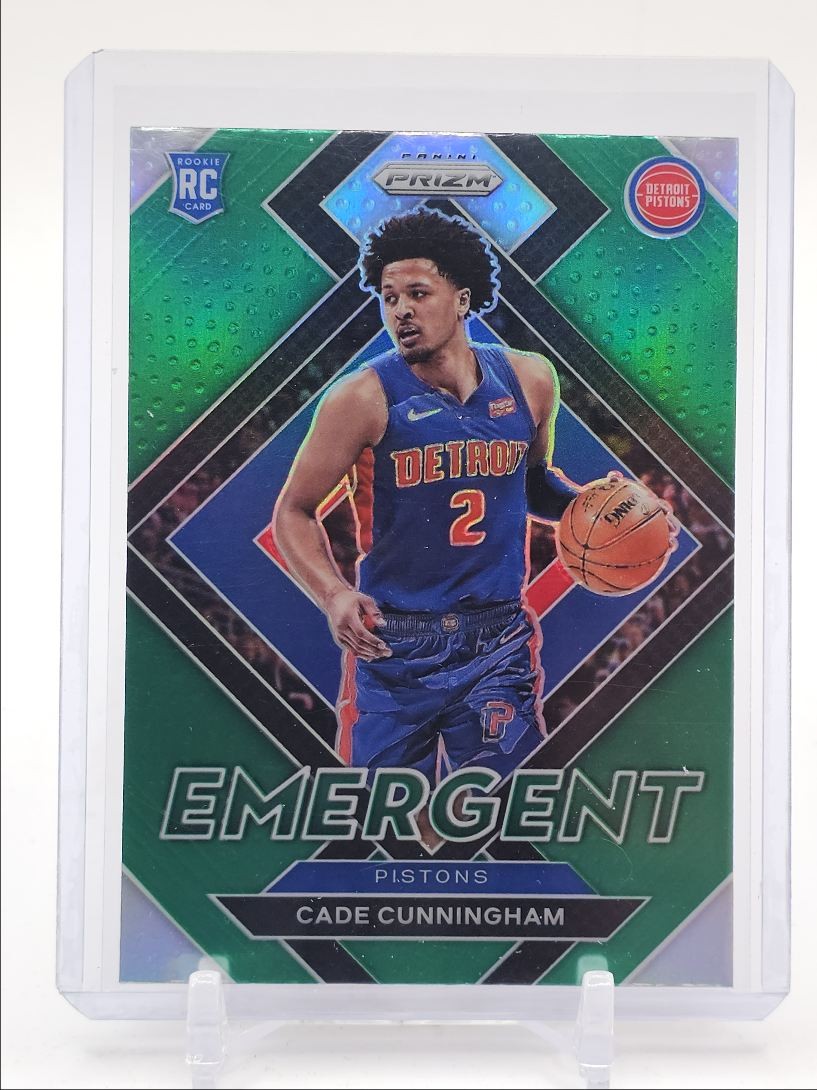 CADE CUNNINGHAM 2021-22 PANINI PRIZM ROOKIE EMERGENT GREEN #22 RC Q6134