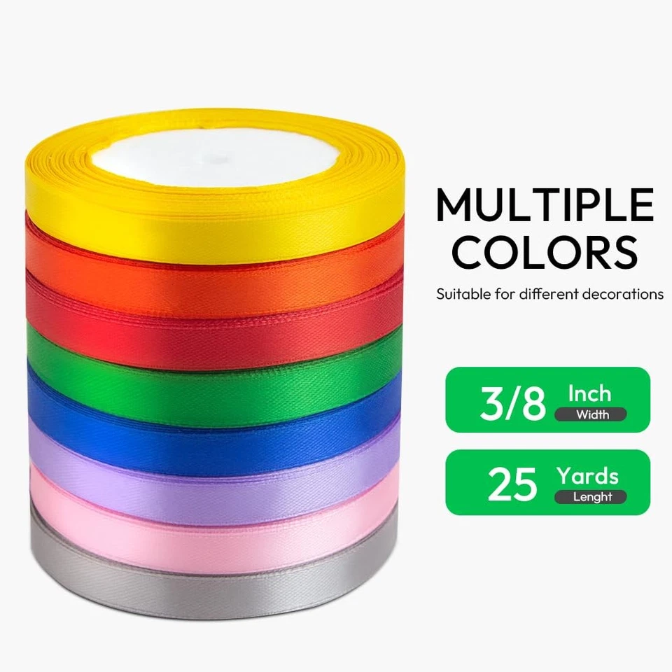 3/8 Inches x 25 Yards Red Satin Ribbon Solid Fabric Ribbons for Crafts, Weddi... - Image 2 of 4