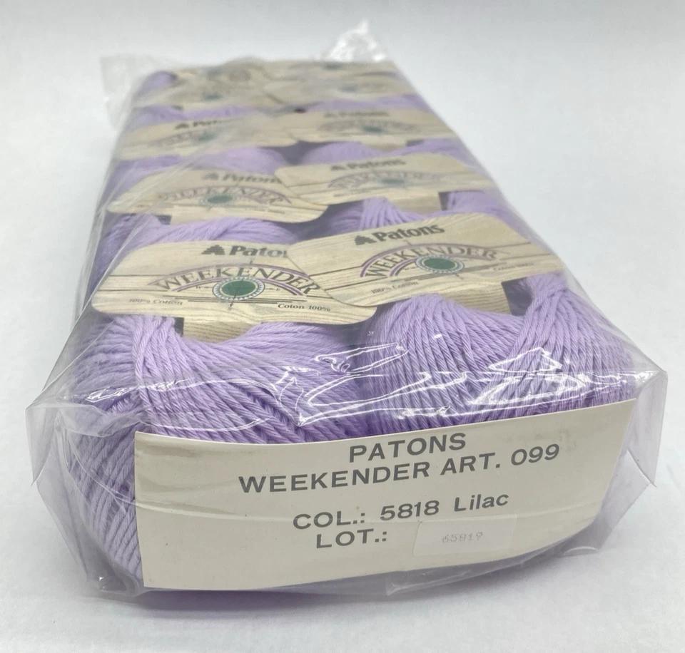 Lot Of 10 Vtg Patons Weekender 5818 Lilac Light Purple 100% Cotton Yarn Balls - Image 2 of 4