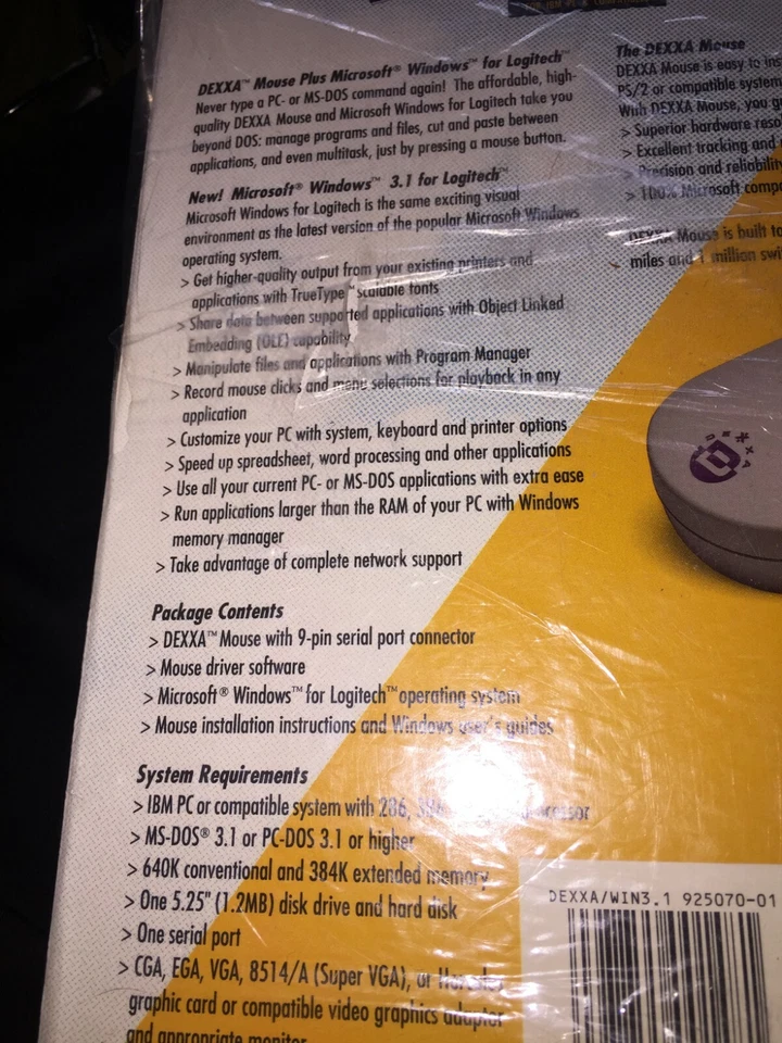 NEW Dexxa Mouse PLUS Microsoft Windows 3.1 Manual & 5.25 Disks Logitech  - Image 4 of 4