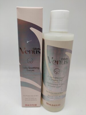 Gillette Venus 2-in-1 Cleanser Shave Gel for Skin & Pubic & Daily Soothing Serum