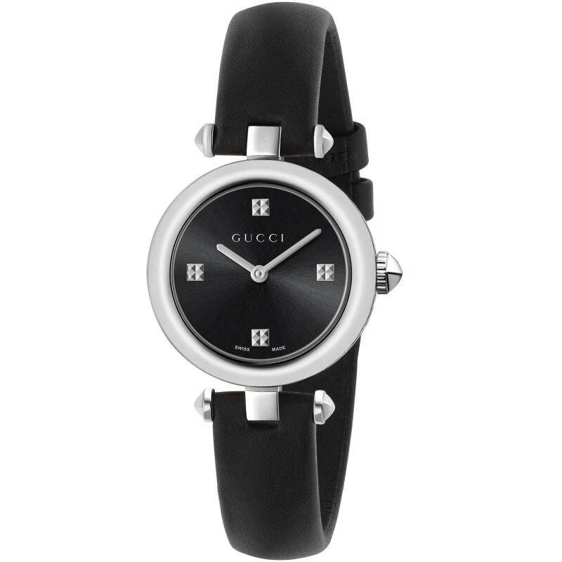 Montre femme Gucci Diamantissima cadran noir bracelet cuir   YA141506