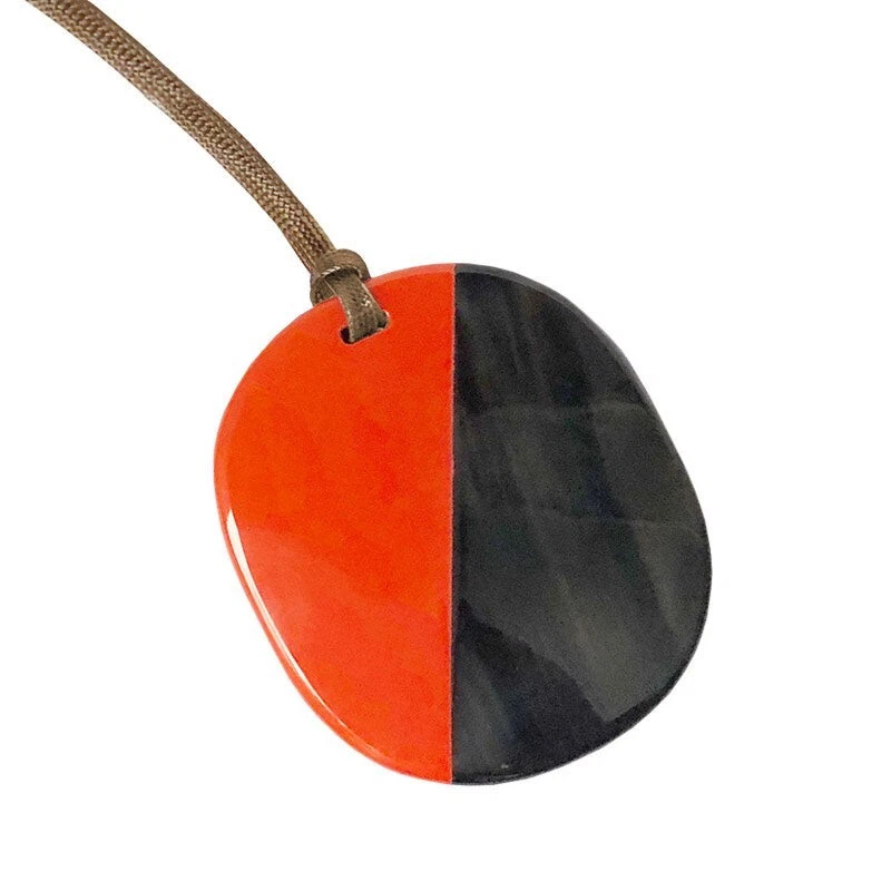 Büffelhorn Horn Anhänger Kette Hornanhänger Lack orange braun hangemacht - Bild 2 von 3