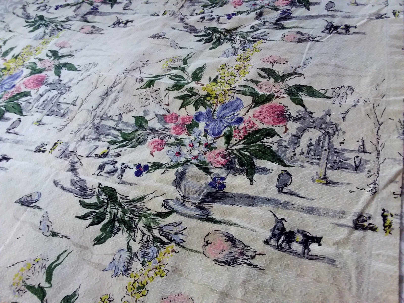 Vintage Barkcloth Curtain Panels (3) 1940's 50's Vibrant Colors eBay