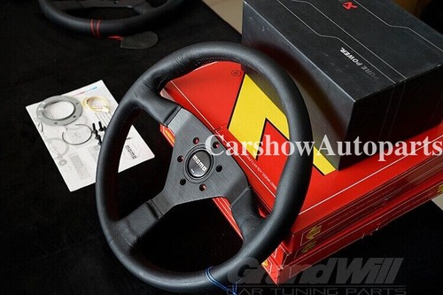 MOMO MonteCarlo 350mm 14' Genuine Leather Thickened Spoke Sport Steering Wheel - Picture 3 of 12