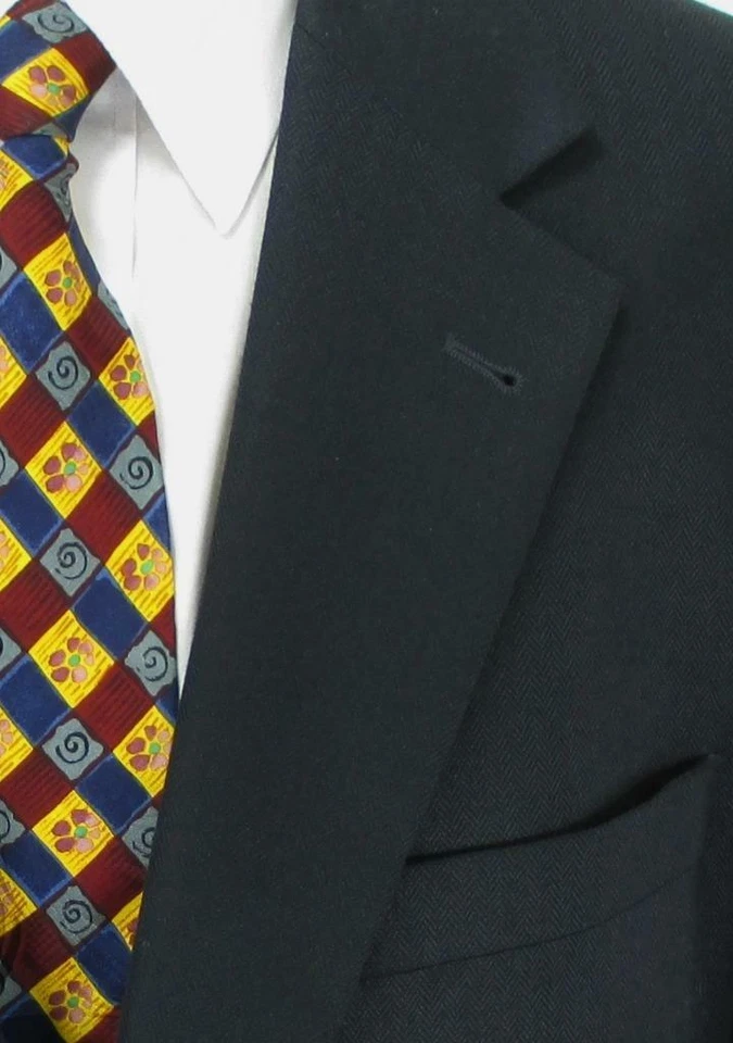 46 R Jos A Ufer Blau Schwarz Seide Kamel Haar Herrenjacke Sport Coat Blazer Mint - Bild 3 von 4