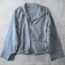 Zyia Active Jacket Women's Medium Gray Drawstring Windbreaker Outdoor Athleisure