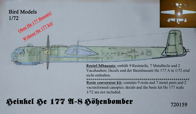 Heinkel He 177 A-8 ''Altitude Bomber'' 1/72 Bird Models Resin conversion kit 