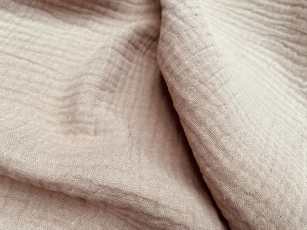 Tela suave de muselina de algodón de doble gasa para bebé - 140 cm de ancho - beige oscuro