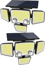 Solar Outdoor Lights with Motion Sensor - 2500LM Bright 4 Heads LED Security Flo