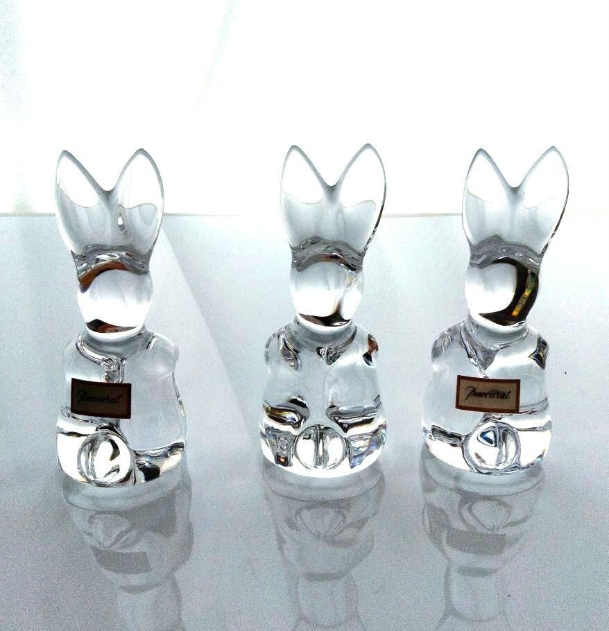 Baccarat Bunny Rabbit Crystal Figurine Set of 3 Clear Swing Series ...