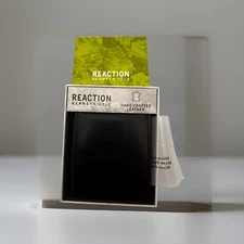 KENNETH COLE REACTION Men’s Black Genuine Leather Bifold Wallet Flip Up License