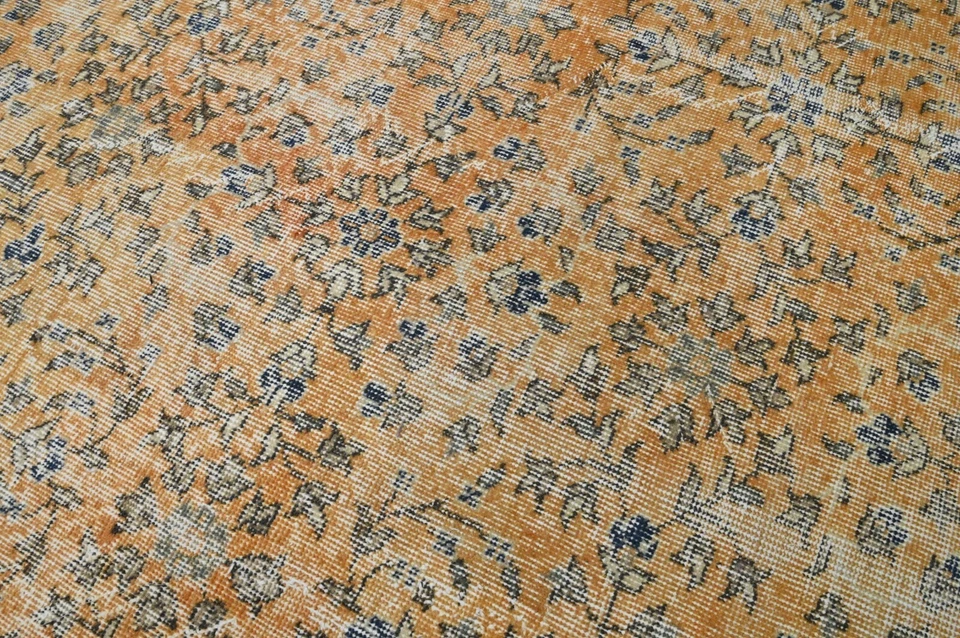 Vintage Turkish Oushak Rug, Orange 6x9 ft, Handmade Wool, Bohemian Anatolian - Image 4 of 4