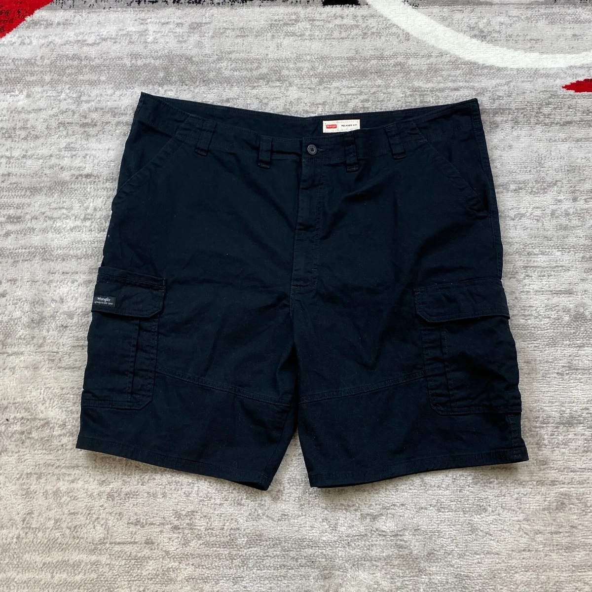 Wrangler Cargo Shorts Mens 46 Black Cargo Khaki Pocket Outdoors Rugby Casual Men