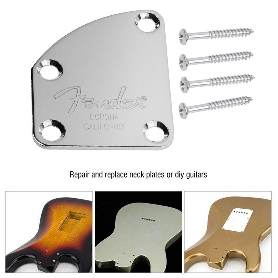 Chrome Electric Guitar Neck Plate Metal plated Neck Joint Back Mounting