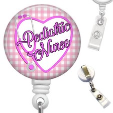Pediatric Nurse Love Nursing Medical Retractable Work ID Badge Reel ID Holder