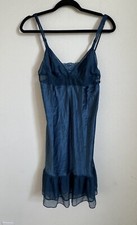 Y2K Victoria  s Secret Angels Blue Midi Ruffle Nightgown Chemise Dress S