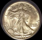 USA 1942, Walking Liberty half dollar 50 cents old silver coin #3445 ANACS AU 58