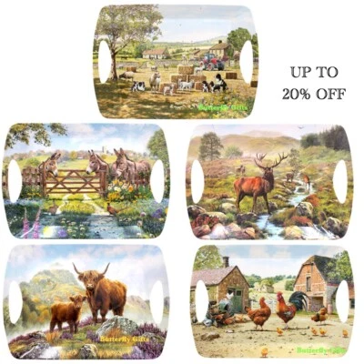 Highland Cow Stag Melamine Large Serving Dinner Tray Tea Coffee Party Food