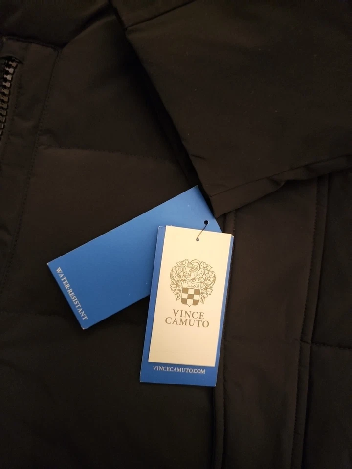 NWT! Vince Camuto Men's Long Parka Winter Jacket with Hood & Pocket Detail Black - Image 3 of 4