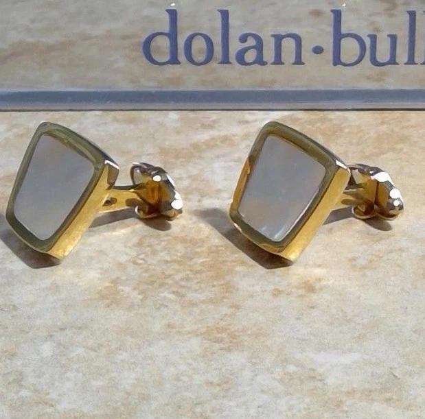 VESTIDO BULLOCK DOLAN NEGRO 14K amarillo oro alabastro gemelos $1300 Foto 4 de 4