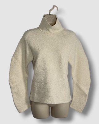 $1590 Jil Sander Women's Ivory Wool-Blend Textured Sweater Size 38 DE/ 8 US