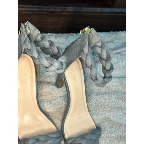 Charlotte Russe Braided Ankle Strap Heels Stilettos Dressy Gray Size 7 - Picture 3 of 11