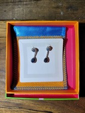 STERLING SILVER: BLUE TOPAZ  SAPPHIRE: DROP DANGLE EARRINGS: NEW WITH TAGS