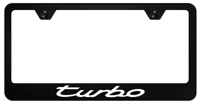 BLVD Turbo Black Metal License Plate Frame With Screw Caps - Standard Tag Holder