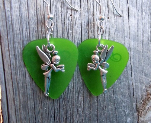Tinkerbell Charm Guitar Pick Earrings - Pick Your Color - Picture 10 of 21