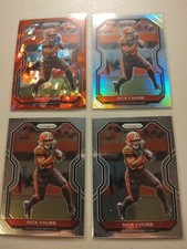 2020 Prizm NICK CHUBB Silver Prizm & Red Ice Prizm & 2 Base 4 Card Lot Browns