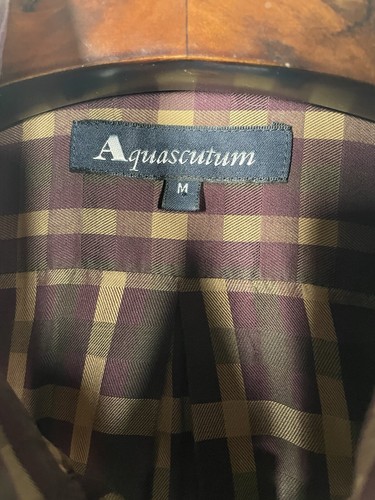 AQUASCUTUM OF LONDON Short Sleeve House Check Shirt | Brown Purple | Medium - Picture 12 of 15