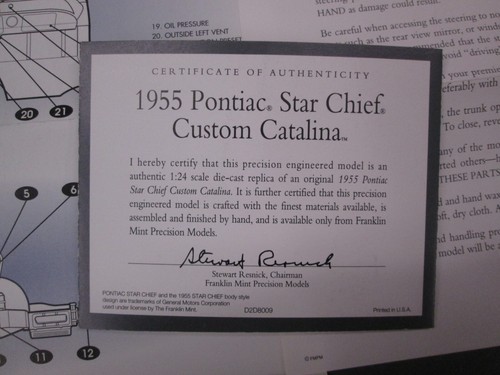 Franklin Mint Paperwork 1955 Pontiac Star Chief Convertible - Picture 4 of 4