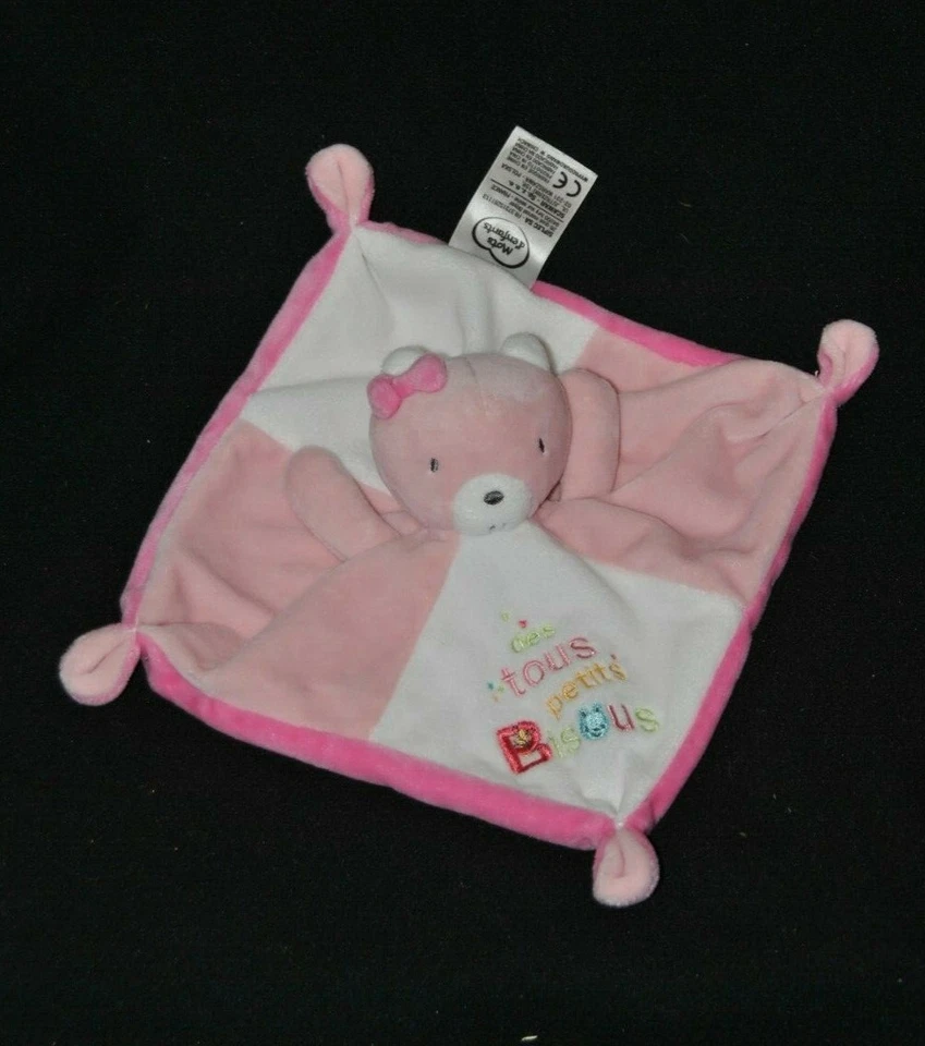 🐱 Doudou plat chat rose MOTS D'ENFANTS Mes Tous Petits Bisous peluche ours NEUF - Photo 1/1