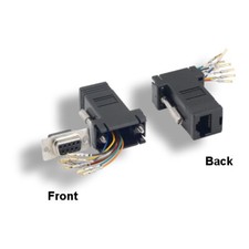 KNTK Modular DB9 Female to RJ-45 Female Adapter Serial to Network Cat5e Cat6 BLK