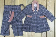 Vintage 1940s Kute Kiddies Wool Girls Winter Outfit Coat Jacket Pants Cap Sz.3