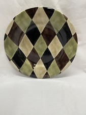 1 Tabletops Unlimited Diamond Harlequin Carnival Hand Painted Collection 12 7/8