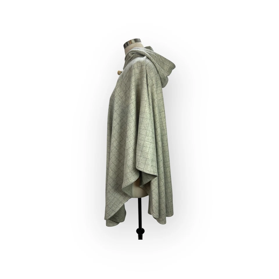 Poncho Capa Capa con Capucha Angora Lana Cuadros Gris Colección Lauren Ralph Lauren Foto 4 de 4