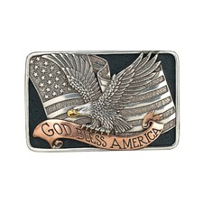 Nocona Men's Rectangle God Bless America Belt Buckle 37913