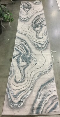GREY / BLUE 2'-2'' X 11' Broken Thread Rug, Reduced Price 1172652413 ORC637F-211