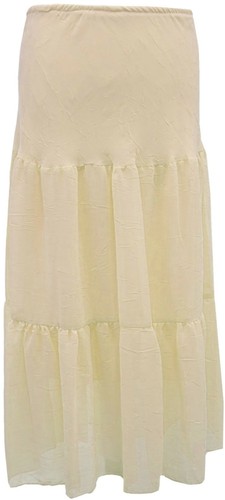 Gonna galleggiante donna talpa beige foderata chiffon arricciata 3 livelli vita elastica - Foto 2 di 2